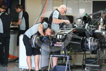 World © Octane Photographic Ltd. Sahara Force India VJM09 - under build. Thursday 24th November 2016, F1 Abu Dhabi GP - Pitlane, Yas Marina circuit, Abu Dhabi. Digital Ref :