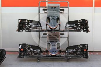 World © Octane Photographic Ltd. Sahara Force India VJM09 - front wings before the removal of Kingfisher logos. Thursday 24th November 2016, F1 Abu Dhabi GP - Pitlane, Yas Marina circuit, Abu Dhabi. Digital Ref :