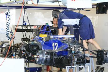 World © Octane Photographic Ltd. Sauber F1 Team C35 – Felipe Nasr - under build. Thursday 24th November 2016, F1 Abu Dhabi GP - Pitlane, Yas Marina circuit, Abu Dhabi. Digital Ref :