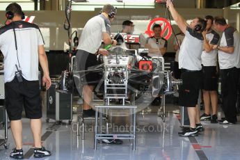 World © Octane Photographic Ltd. Haas F1 Team VF-16 – under build. Thursday 24th November 2016, F1 Abu Dhabi GP - Pitlane, Yas Marina circuit, Abu Dhabi. Digital Ref :