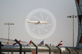 World © Octane Photographic Ltd. Etihad airliner flying over the circuit. Thursday 24th November 2016, F1 Abu Dhabi GP - Pitlane, Yas Marina circuit, Abu Dhabi. Digital Ref :