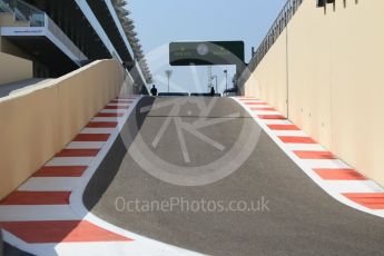 World © Octane Photographic Ltd. Pit exit. Thursday 24th November 2016, F1 Abu Dhabi GP - Pitlane, Yas Marina circuit, Abu Dhabi. Digital Ref :