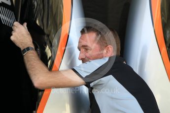 World © Octane Photographic Ltd. Sahara Force India VJM09 composites mechanic. Thursday 24th November 2016, F1 Abu Dhabi GP - Pitlane, Yas Marina circuit, Abu Dhabi. Digital Ref :