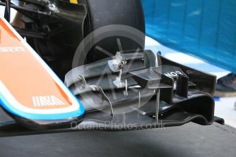 World © Octane Photographic Ltd. Manor Racing MRT05 - Pascal Wehrlein - front wing. Thursday 24th November 2016, F1 Abu Dhabi GP - Pitlane, Yas Marina circuit, Abu Dhabi. Digital Ref :