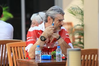 World © Octane Photographic Ltd. Scuderia Ferrari Team Principal Maurizio Arrivabene. Thursday 24th November 2016, F1 Abu Dhabi GP - Pitlane, Yas Marina circuit, Abu Dhabi. Digital Ref :
