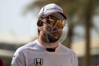 World © Octane Photographic Ltd. McLaren Honda MP4-31 – Fernando Alonso. Thursday 24th November 2016, F1 Abu Dhabi GP - Paddock, Yas Marina circuit, Abu Dhabi. Digital Ref :