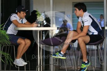 World © Octane Photographic Ltd. Williams Martini Racing, Felipe Massa and Development Driver (and 2017 race driver) – Lance Stroll. Thursday 24th November 2016, F1 Abu Dhabi GP - Paddock, Yas Marina circuit, Abu Dhabi. Digital Ref :
