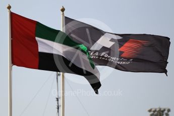 World © Octane Photographic Ltd. Abu Dhabi and F1 flags. Thursday 24th November 2016, F1 Abu Dhabi GP - Paddock, Yas Marina circuit, Abu Dhabi. Digital Ref :