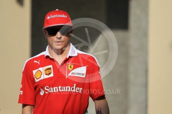 World © Octane Photographic Ltd. F1 Singapore GP paddock prior to the FIA Driver Press Conference part1, Yas Marina circuit, Abu Dhabi. Thursday 24th November 2016. Scuderia Ferrari – Kimi. Digital Ref :