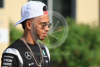 World © Octane Photographic Ltd. F1 Singapore GP paddock prior to the FIA Driver Press Conference part2, Yas Marina circuit, Abu Dhabi. Thursday 24th November 2016. Mercedes AMG Petronas – Lewis Hamilton. Digital Ref :