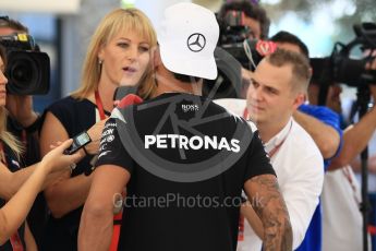 World © Octane Photographic Ltd. F1 Singapore GP paddock prior to the FIA Driver Press Conference part2, Yas Marina circuit, Abu Dhabi. Thursday 24th November 2016. Mercedes AMG Petronas – Lewis Hamilton. Digital Ref :