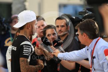 World © Octane Photographic Ltd. F1 Singapore GP paddock prior to the FIA Driver Press Conference part2, Yas Marina circuit, Abu Dhabi. Thursday 24th November 2016. Mercedes AMG Petronas – Lewis Hamilton. Digital Ref :