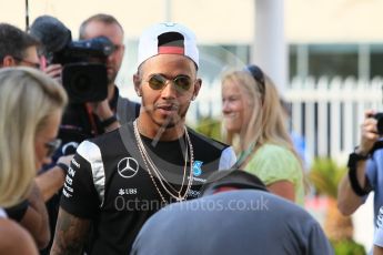 World © Octane Photographic Ltd. F1 Singapore GP paddock prior to the FIA Driver Press Conference part2, Yas Marina circuit, Abu Dhabi. Thursday 24th November 2016. Mercedes AMG Petronas – Lewis Hamilton. Digital Ref :