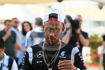 World © Octane Photographic Ltd. F1 Singapore GP paddock prior to the FIA Driver Press Conference part2, Yas Marina circuit, Abu Dhabi. Thursday 24th November 2016. Mercedes AMG Petronas – Lewis Hamilton. Digital Ref :