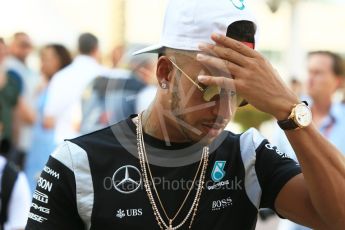 World © Octane Photographic Ltd. F1 Singapore GP paddock prior to the FIA Driver Press Conference part2, Yas Marina circuit, Abu Dhabi. Thursday 24th November 2016. Mercedes AMG Petronas – Lewis Hamilton. Digital Ref :