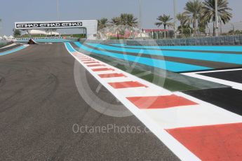 World © Octane Photographic Ltd. Turn 1 exit kerb. Thursday 24th November 2016, F1 Abu Dhabi GP - Track. Yas Marina circuit, Abu Dhabi. Digital Ref :