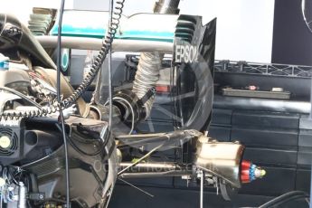 World © Octane Photographic Ltd. Mercedes AMG Petronas W07 Hybrid – Rear wing and suspension. Thursday 24th November 2016, F1 Abu Dhabi GP - Pitlane. Yas Marina circuit, Abu Dhabi. Digital Ref :