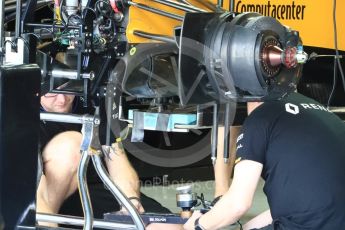 World © Octane Photographic Ltd. Renault Sport F1 Team RS16 - front suspension. Thursday 24th November 2016, F1 Abu Dhabi GP - Pitlane, Yas Marina circuit, Abu Dhabi. Digital Ref :