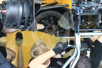 World © Octane Photographic Ltd. Renault Sport F1 Team RS16 - front under tray detail. Thursday 24th November 2016, F1 Abu Dhabi GP - Pitlane, Yas Marina circuit, Abu Dhabi. Digital Ref :