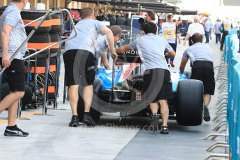 World © Octane Photographic Ltd. Manor Racing MRT05 - Pascal Wehrlein. Thursday 24th November 2016, F1 Abu Dhabi GP - Pitlane, Yas Marina circuit, Abu Dhabi. Digital Ref :