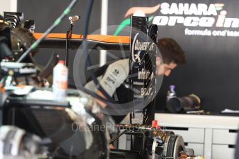 World © Octane Photographic Ltd. Sahara Force India VJM09 - Rear Wing. Thursday 24th November 2016, F1 Abu Dhabi GP - Pitlane, Yas Marina circuit, Abu Dhabi. Digital Ref :