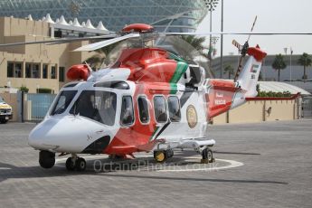 World © Octane Photographic Ltd. UAE rescue/medical helicopter. Friday 25th November 2016, F1 Abu Dhabi GP - Practice 1, Yas Marina circuit, Abu Dhabi. Digital Ref :