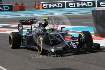 World © Octane Photographic Ltd. McLaren Honda MP4-31 – Jenson Button. Friday 25th November 2016, F1 Abu Dhabi GP - Practice 1, Yas Marina circuit, Abu Dhabi. Digital Ref :