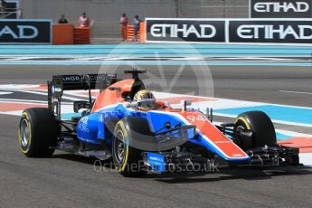 World © Octane Photographic Ltd. Manor Racing MRT05 - Pascal Wehrlein. Friday 25th November 2016, F1 Abu Dhabi GP - Practice 1, Yas Marina circuit, Abu Dhabi. Digital Ref :