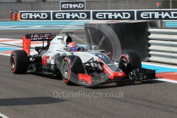 World © Octane Photographic Ltd. Haas F1 Team VF-16 – Romain Grosjean. Friday 25th November 2016, F1 Abu Dhabi GP - Practice 1, Yas Marina circuit, Abu Dhabi. Digital Ref :