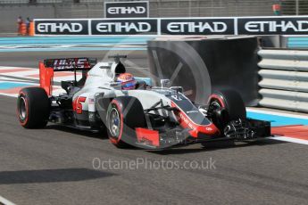 World © Octane Photographic Ltd. Haas F1 Team VF-16 – Romain Grosjean. Friday 25th November 2016, F1 Abu Dhabi GP - Practice 1, Yas Marina circuit, Abu Dhabi. Digital Ref :