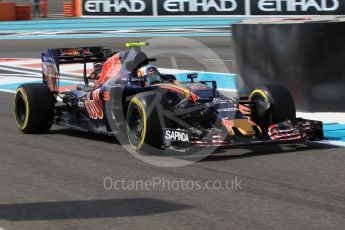 World © Octane Photographic Ltd. Scuderia Toro Rosso STR11 – Carlos Sainz. Friday 25th November 2016, F1 Abu Dhabi GP - Practice 1, Yas Marina circuit, Abu Dhabi. Digital Ref :