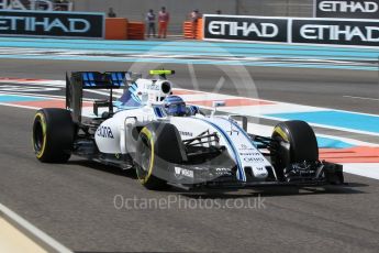 World © Octane Photographic Ltd. Williams Martini Racing, Williams Mercedes FW38 – Valtteri Bottas. Friday 25th November 2016, F1 Abu Dhabi GP - Practice 1, Yas Marina circuit, Abu Dhabi. Digital Ref :