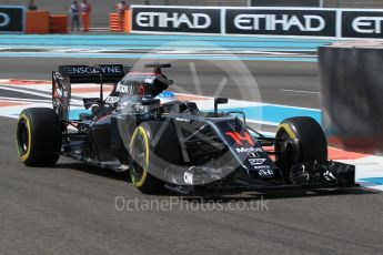 World © Octane Photographic Ltd. McLaren Honda MP4-31 – Fernando Alonso. Friday 25th November 2016, F1 Abu Dhabi GP - Practice 1, Yas Marina circuit, Abu Dhabi. Digital Ref :