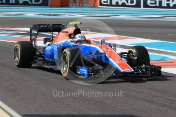 World © Octane Photographic Ltd. Manor Racing MRT05 Development Driver – Jordan King. Friday 25th November 2016, F1 Abu Dhabi GP - Practice 1, Yas Marina circuit, Abu Dhabi. Digital Ref :