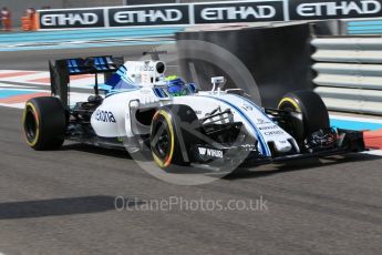 World © Octane Photographic Ltd. Williams Martini Racing, Williams Mercedes FW38 – Felipe Massa. Friday 25th November 2016, F1 Abu Dhabi GP - Practice 1, Yas Marina circuit, Abu Dhabi. Digital Ref :