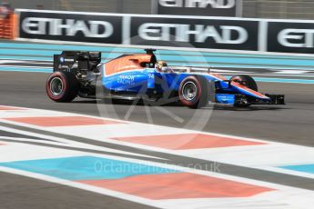 World © Octane Photographic Ltd. Manor Racing MRT05 - Pascal Wehrlein. Friday 25th November 2016, F1 Abu Dhabi GP - Practice 1, Yas Marina circuit, Abu Dhabi. Digital Ref :