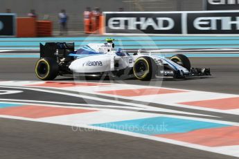 World © Octane Photographic Ltd. Williams Martini Racing, Williams Mercedes FW38 – Valtteri Bottas. Friday 25th November 2016, F1 Abu Dhabi GP - Practice 1, Yas Marina circuit, Abu Dhabi. Digital Ref :