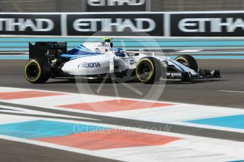 World © Octane Photographic Ltd. Williams Martini Racing, Williams Mercedes FW38 – Valtteri Bottas. Friday 25th November 2016, F1 Abu Dhabi GP - Practice 1, Yas Marina circuit, Abu Dhabi. Digital Ref :