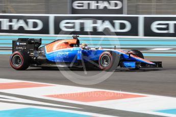 World © Octane Photographic Ltd. Manor Racing MRT05 - Pascal Wehrlein. Friday 25th November 2016, F1 Abu Dhabi GP - Practice 1, Yas Marina circuit, Abu Dhabi. Digital Ref :
