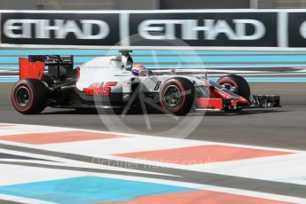 World © Octane Photographic Ltd. Haas F1 Team VF-16 – Romain Grosjean. Friday 25th November 2016, F1 Abu Dhabi GP - Practice 1, Yas Marina circuit, Abu Dhabi. Digital Ref :