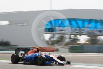 World © Octane Photographic Ltd. Manor Racing MRT05 Development Driver – Jordan King. Friday 25th November 2016, F1 Abu Dhabi GP - Practice 1, Yas Marina circuit, Abu Dhabi. Digital Ref :