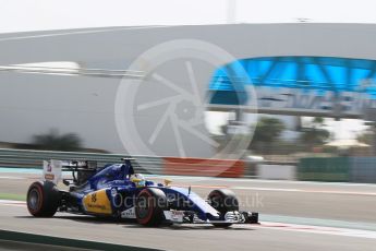 World © Octane Photographic Ltd. Sauber F1 Team C35 – Marcus Ericsson. Friday 25th November 2016, F1 Abu Dhabi GP - Practice 1, Yas Marina circuit, Abu Dhabi. Digital Ref :