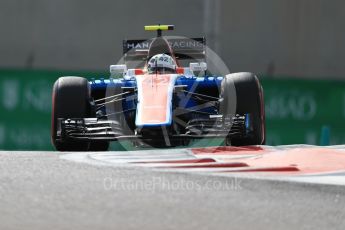 World © Octane Photographic Ltd. Manor Racing MRT05 Development Driver – Jordan King. Friday 25th November 2016, F1 Abu Dhabi GP - Practice 1, Yas Marina circuit, Abu Dhabi. Digital Ref : 1756LB1D7991