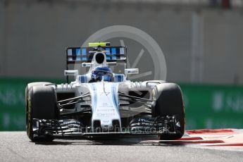 World © Octane Photographic Ltd. Williams Martini Racing, Williams Mercedes FW38 – Valtteri Bottas. Friday 25th November 2016, F1 Abu Dhabi GP - Practice 1, Yas Marina circuit, Abu Dhabi. Digital Ref : 1756LB1D8132