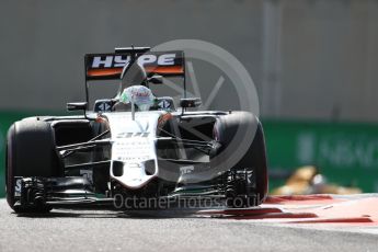 World © Octane Photographic Ltd. Sahara Force India VJM09 Development Driver – Alfonso Celis. Friday 25th November 2016, F1 Abu Dhabi GP - Practice 1, Yas Marina circuit, Abu Dhabi. Digital Ref : 1756LB1D8229