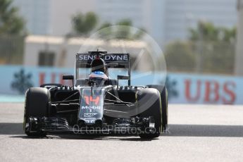 World © Octane Photographic Ltd. McLaren Honda MP4-31 – Fernando Alonso. Friday 25th November 2016, F1 Abu Dhabi GP - Practice 1, Yas Marina circuit, Abu Dhabi. Digital Ref : 1756LB1D8289