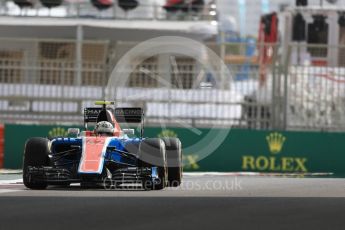 World © Octane Photographic Ltd. Manor Racing MRT05 Development Driver – Jordan King. Friday 25th November 2016, F1 Abu Dhabi GP - Practice 1, Yas Marina circuit, Abu Dhabi. Digital Ref : 1756LB1D8463