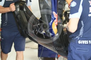 World © Octane Photographic Ltd. Scuderia Toro Rosso STR11 – Front Wing underside. Friday 25th November 2016, F1 Abu Dhabi GP - Practice 1, Yas Marina circuit, Abu Dhabi. Digital Ref :