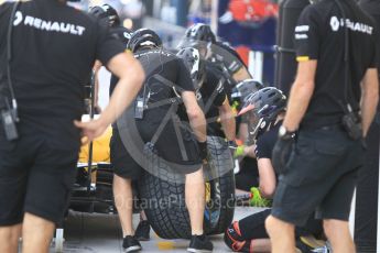 World © Octane Photographic Ltd. Renault Sport F1 Team RS16 - Pit Stop Practice. Friday 25th November 2016, F1 Abu Dhabi GP - Practice 1, Yas Marina circuit, Abu Dhabi. Digital Ref :