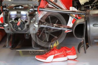 World © Octane Photographic Ltd. Scuderia Ferrari SF16-H – Mechanic's Shoes. Friday 25th November 2016, F1 Abu Dhabi GP - Practice 1, Yas Marina circuit, Abu Dhabi. Digital Ref :